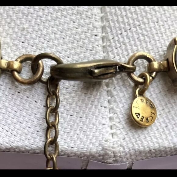 J CREW Aged Brass Gray Coral Chunky Art Deco Cluster Crystal Statement Necklace - Picture 5 of 9